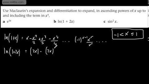 Futher Pure 2 FP2 Maclaurin Series 4 Differentiation and Standard Results
