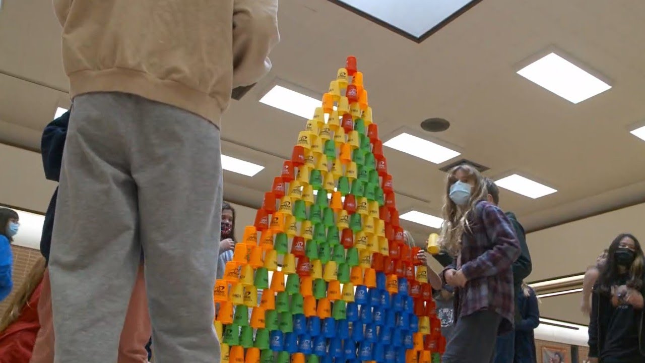 Cottonwood Heights students attempt to break cup stacking record YouTube