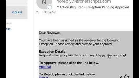 Archer Review and Approval Through Email