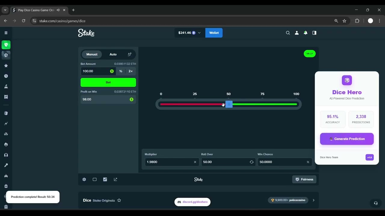 $100 to $21k USING Stake Dice Predictor | How to predict mines