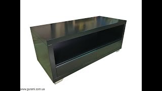 TECHLINK PM120LO Panorama TV Stand High Gloss Black Base with Light Oak Top Panel and Chrome Feet Черная тумба под телевизор