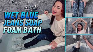Getting Completely Soaked in Blue Skinny Jeans | Wetlook Bathtub