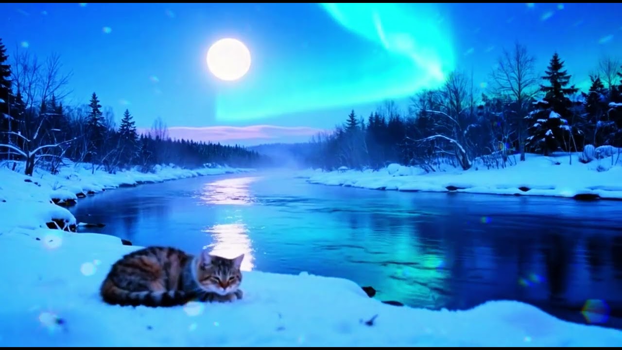 Aurora Dream Music 🌌 Soft Winter Cat | Furry Dreamscape