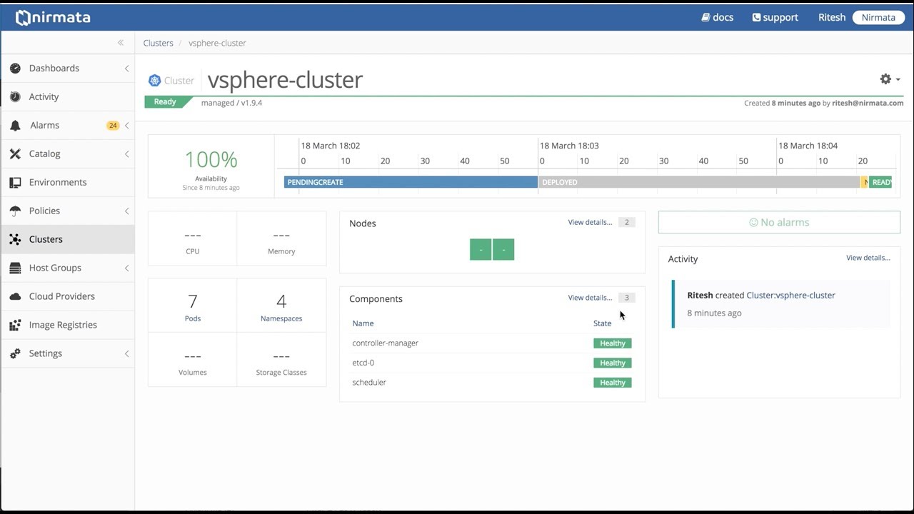 Deploying Kubernetes On Vsphere Using Nirmata Youtube