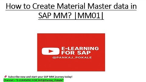 26  How to create a Material Master (MM01) in SAP - SAP MM ?  #SAP Beginners #SAPMM #Materialmaster