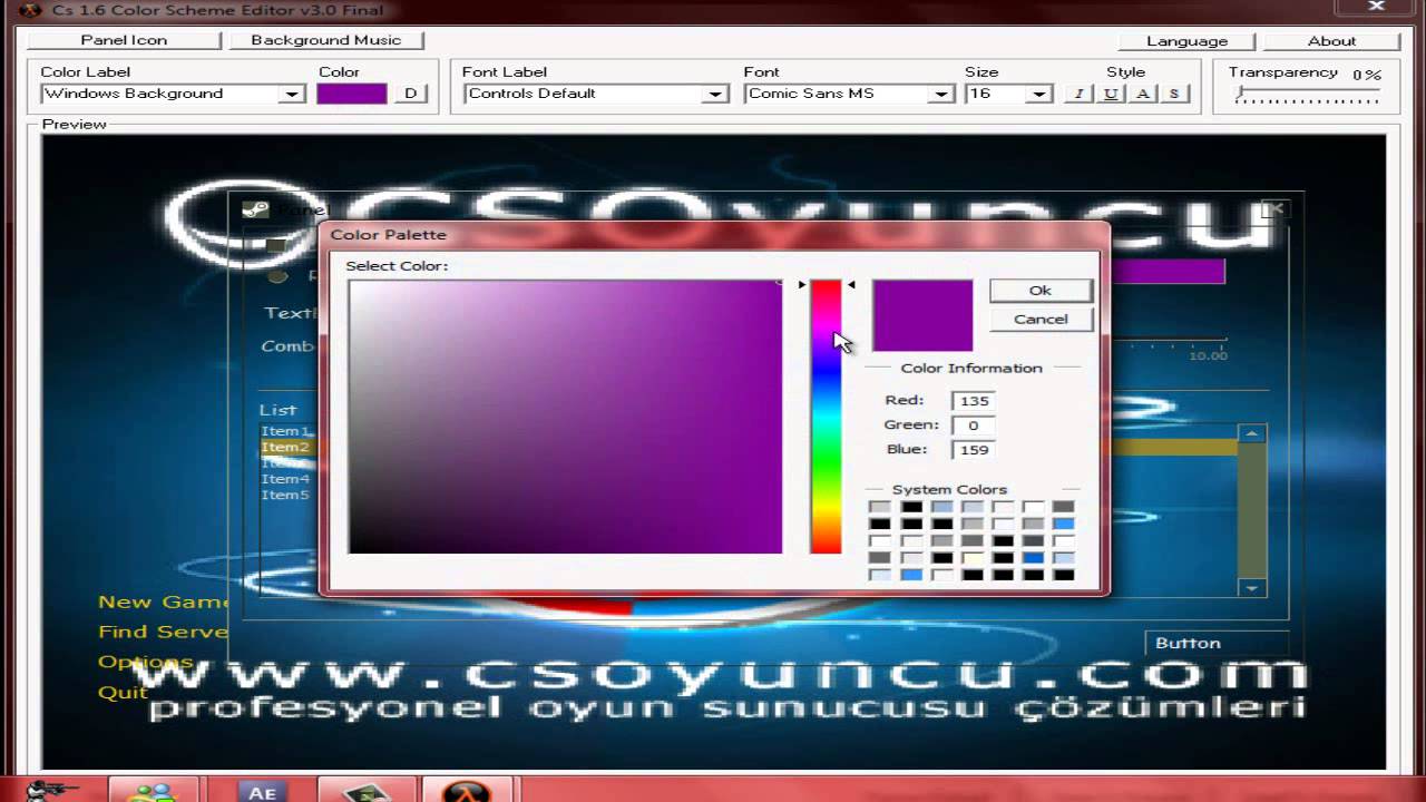 cs 1.6 color scheme editor v3.0 final - YouTube