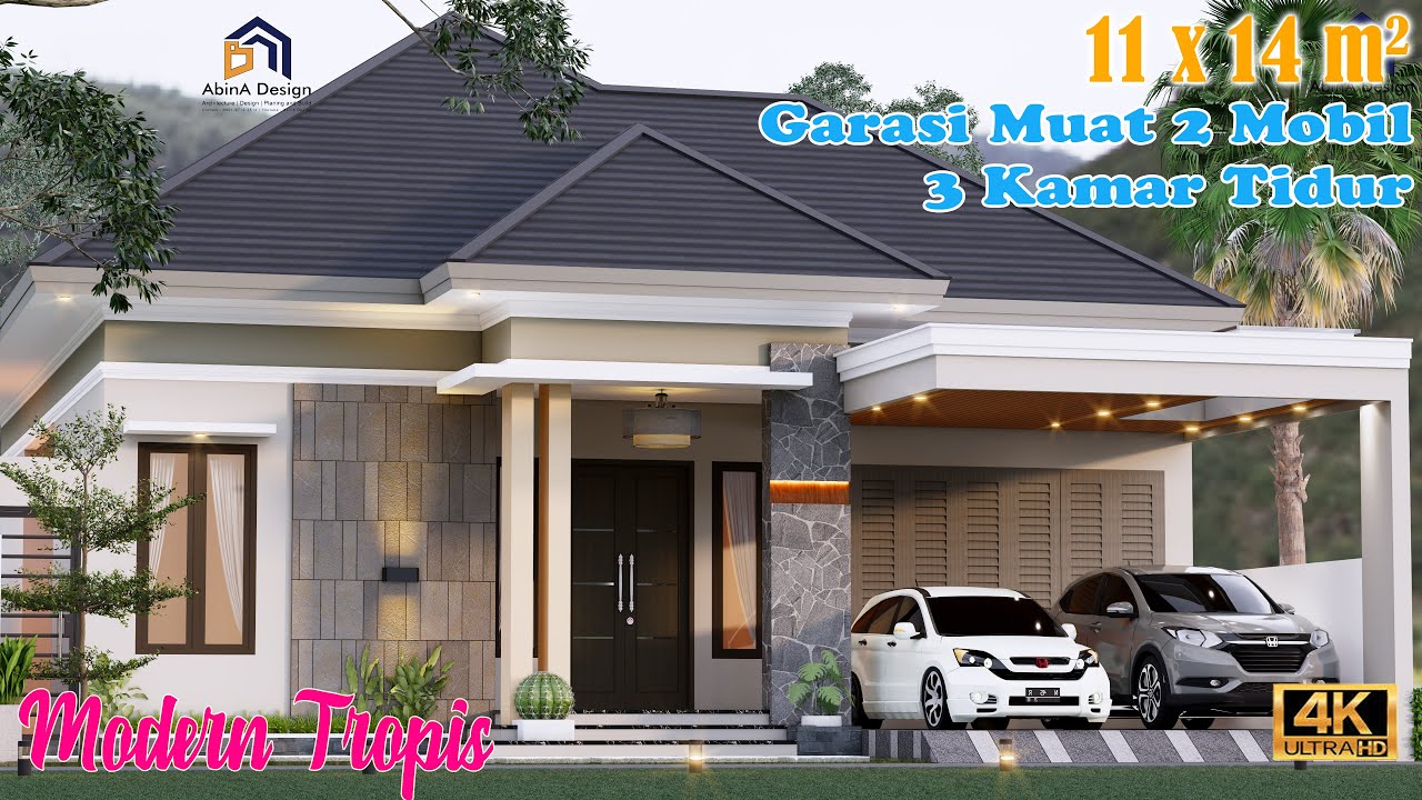 DESAIN RUMAH MODERN TROPIS MINIMALIS 11x14m | 154Sqm