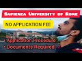 NO APPLICATION FEE for Sapienza University of Rome | How to Apply for Admission | Study in Italy 🇮🇹