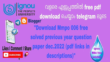 MMPO 006 Dec 2022 free solved previous year question paper pdf links in description