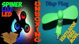 Unboxing de Spinner luz led y Mini Ventilador Micro USB | comparación de precios