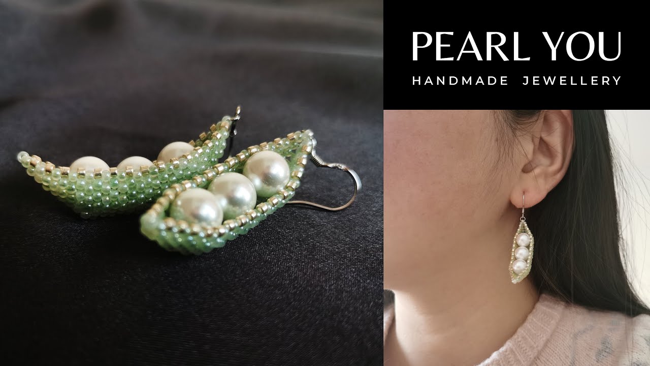 Beading Pea Pod Pearl Earrings, DIY Jewelry Design Enjoy Beading Fun!