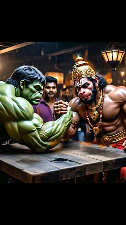 Arm wrestling between Lord Hanuman and hulkπͺπ₯| who will win?#hanuman #hulk#shorts