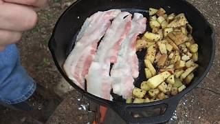 Redcamp Wood Stove  Cooking Breakfast