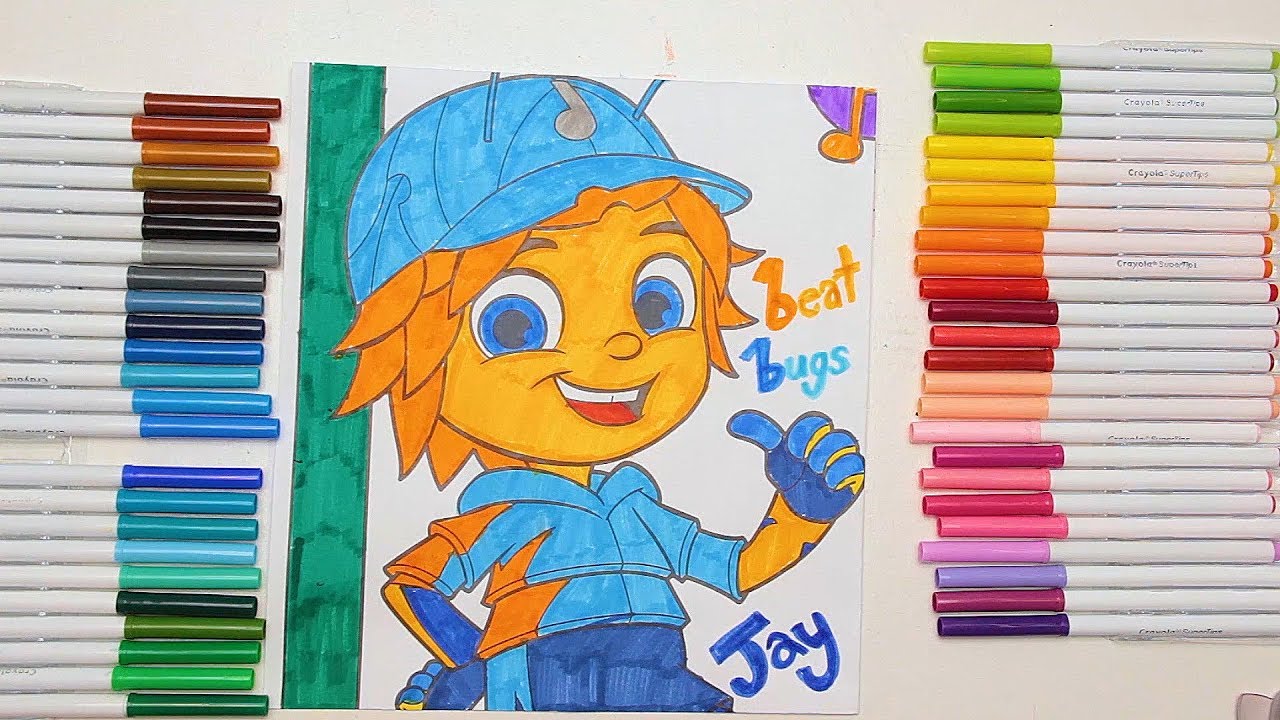 Coloring Jay from the Beat Bugs! YouTube