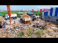 Amazing earthmoving truck fill in areas where there is no flat ground and push it with a dozer mitsu