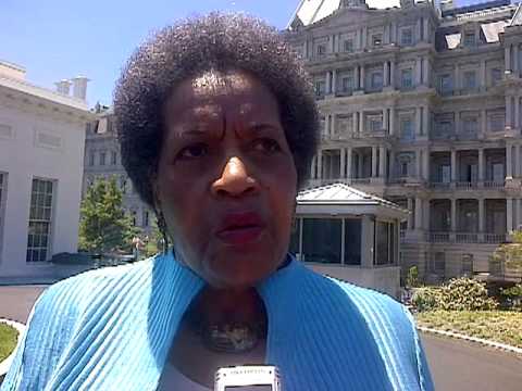 Myrlie Evers at White House Around 50th Anniversary of Medgar Evers Assassination