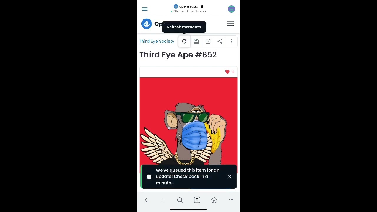 How To Refresh Your Metadata On Opensea.Io Via Mobile Device