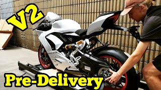 Unboxing the New Ducati V2  See it being Pre Delivered and First Start up !!