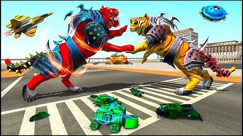 Fight the war with flying tiger robot bike transformation in robot action city battle