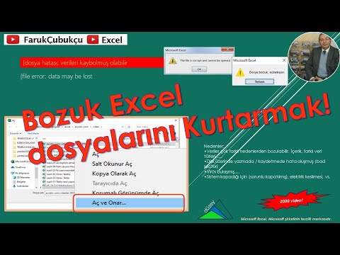 Excel Bozuk Dosyaların Kurtarılması