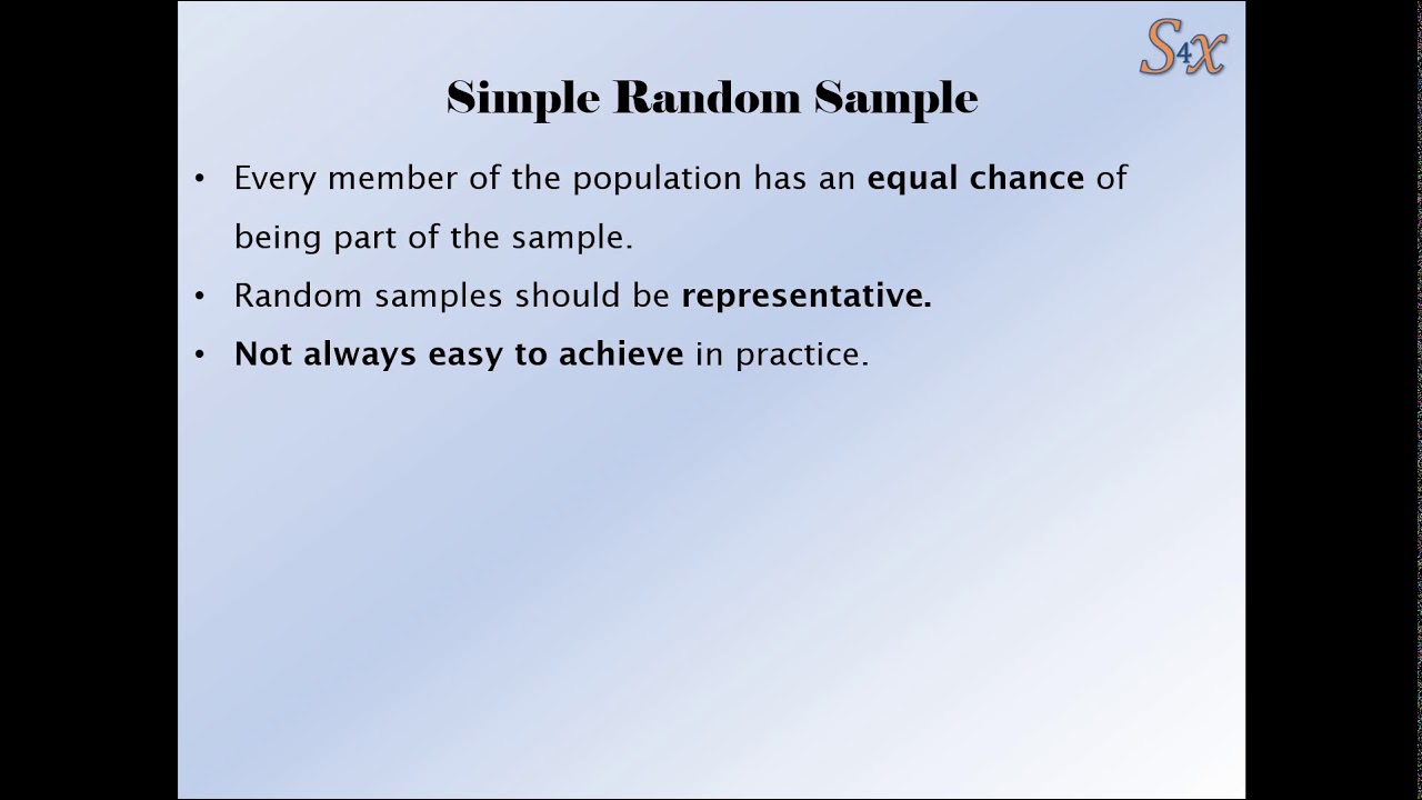 Solve4x Tutorials - Samples - Part 2 - Simple Random Sampling - YouTube