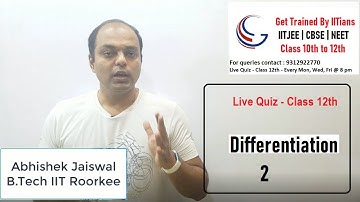 Live Quiz - 10 | Methods of Differentiation - 2 | By Abhishek Jaiswal (B.Tech IIT Roorkee)