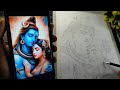Lord shiva and mata parvati drawing outline how to draw mahadev with maa parvati shivratri drawing