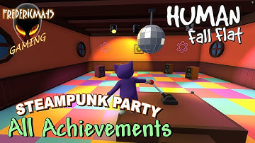 Human Fall Flat STEAMPUNK PARTY ! Level - Full Walkthrough + All 4 Achievements - New Free Level