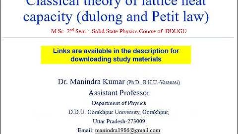 Classical theory of lattice heat capacity (dulong and Petit law)