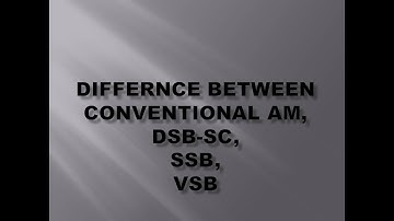 Difference between conventional AM, DSB-SC, SSB,VSB