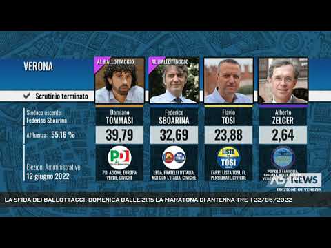 LA SFIDA DEI BALLOTTAGGI: DOMENICA DALLE 21.15 LA MARATONA DI ANTENNA TRE  | 22/06/2022