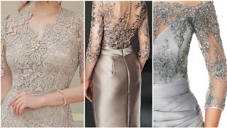 Gorgeous designer floor length Venice lace mother of the bride dress/Vintage style gown screenshot 2