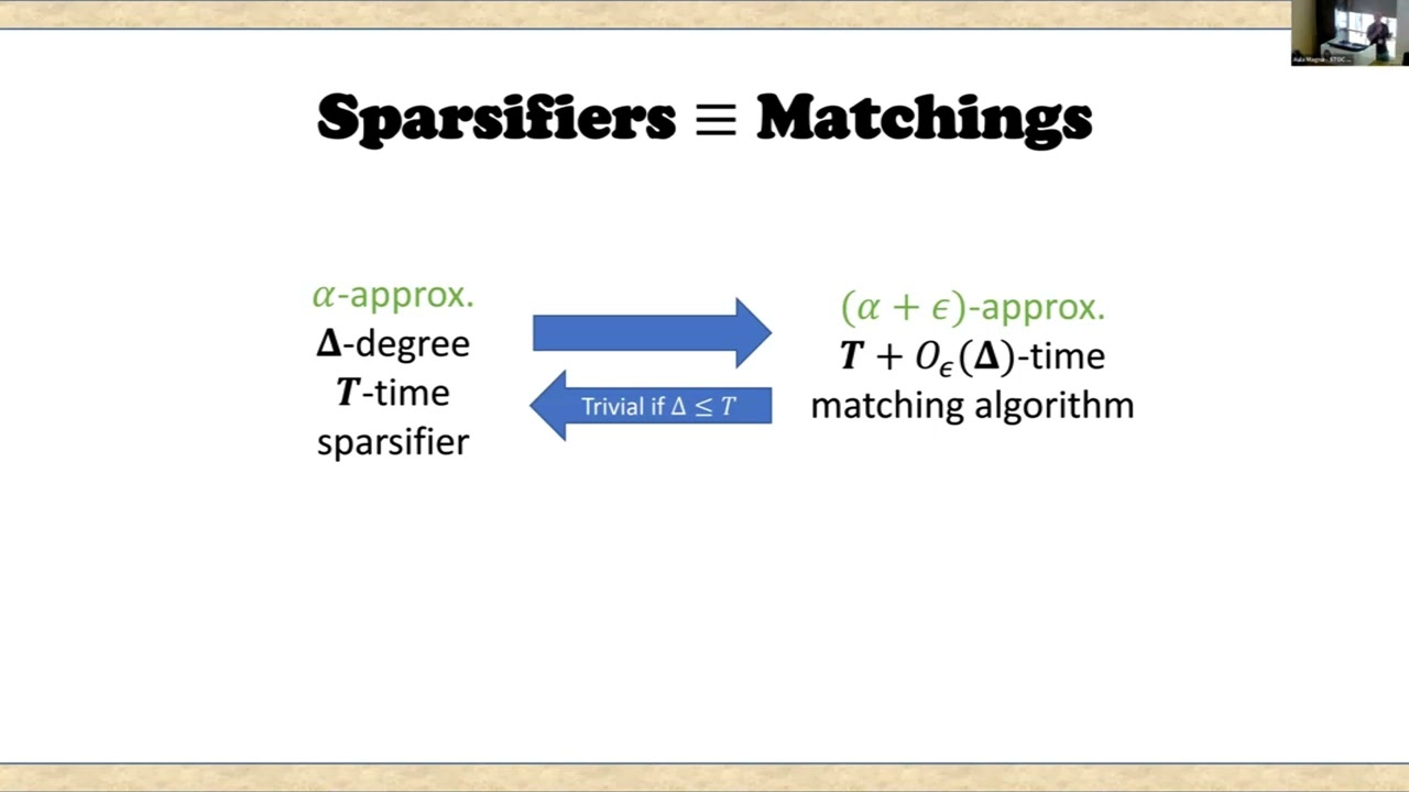 Dynamic matching algorithms and dynamic matching sparsifiers by David Wajc