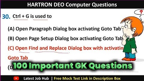 Hartron DEO Computer GK | महा मैराथन - 2 | 100+ computer questions and answers in hindi #computergk