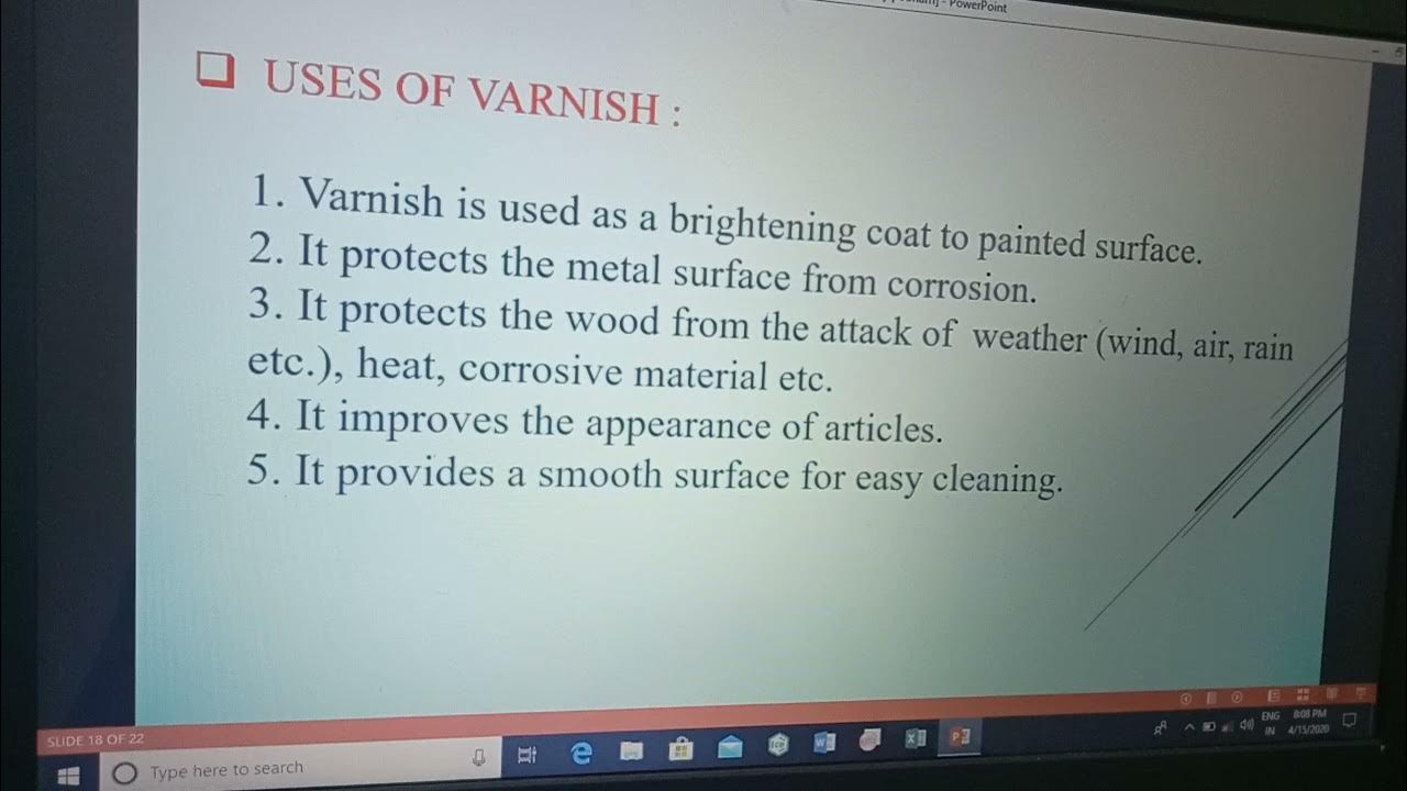 Chapter5 Characteristics & Uses of Varnish, Enamel, its components