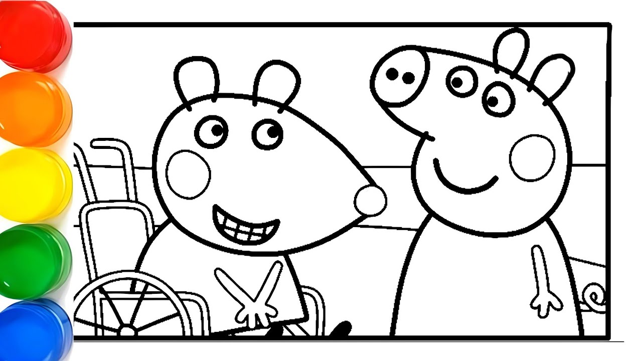 Peppa and Molly Mole Talking Together Drawing and Coloring Pages for ...