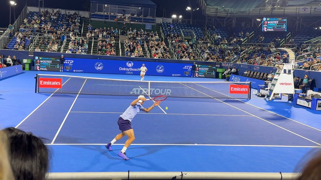 Tommy Paul vs Moutet Delray Beach Court Level View [4K 60FPS]