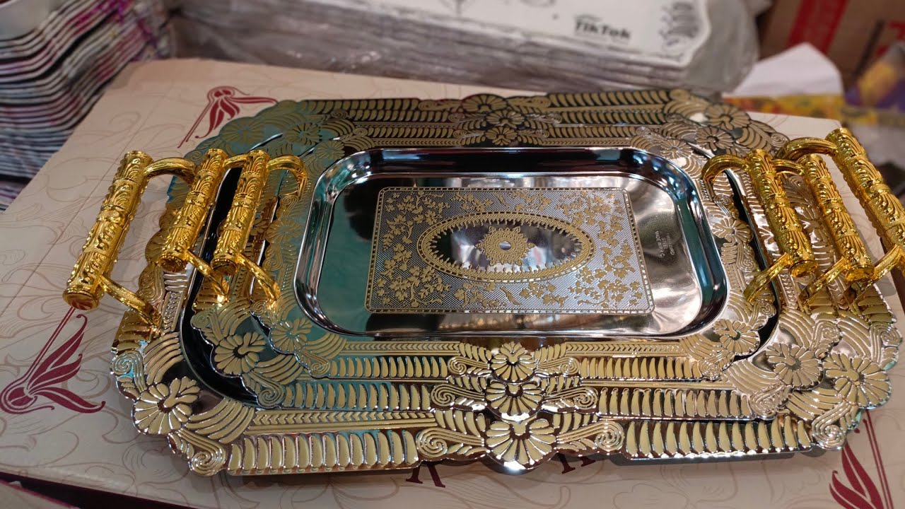 golden fancy tray set best quality order from inbox cash on deliver