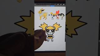 Jolteon X PowerPuff Girls! Day 70🌟 #eevee #pokeomon #jolteon   #procreate #art #drawing