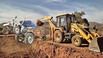 New JCB 3dx Backhoe Machine Loading Red Mud In Eicher tractor | Jcb tractor cartoon gadi