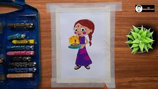 Chhota Bheem chutki drawing /diwali drawing /diwali art oil pastel /chutki diwali scene drawing screenshot 5