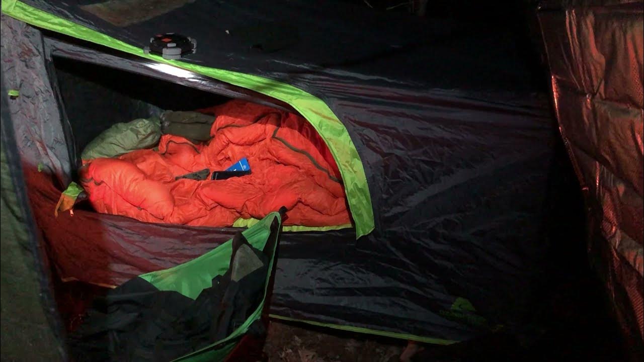 Winter Camping Set Up using Survival Blankets and the Ozark Trail Cot