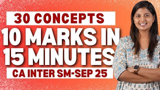 30 Concepts - 10 Marks - 15 Minutes - CA Inter SM - Sep 25 Exam  - CA CPA Nivedha Shankar