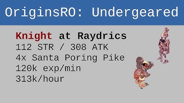 [OriginsRO] Undergeared: Knight at Raydric (120k exp/min, 313k/hour)