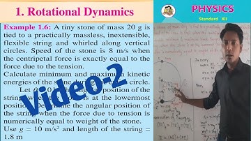 12 physics I Rotational Dynamics I Solved Example 1.6 I VIDEO-2 /A tiny stone of mass 20 g is tied