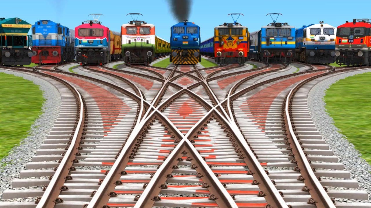 9️⃣ Trains Crossing By Bumpy⛳Branched Tracks | bumpy curved tracks ...