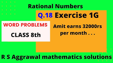 Q.18, Exercise 1G, Word Problems, Chapter 1 Rational Numbers, Class 8th, R S Aggrawal Math Solutions