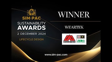 Nick Pearce from Weartek, Winners for Lifecycle Design, 2024 SIM-PAC Live Sustainability Awards