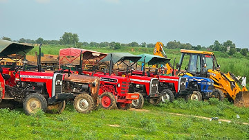 Tractor Stuck Power Test Loading Mud with Jcb 3dx Machine | Massey 245 Mahindra 575 Eicher 380