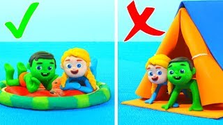 FUNNY KIDS & THE FLOATING TENT ❤ Play Doh Cartoons For Kids